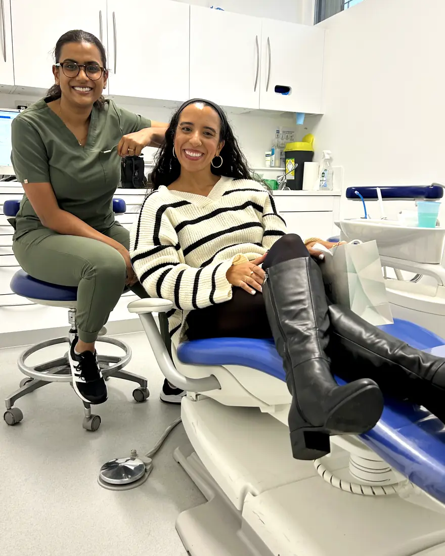 A patient smiling with Dr Sanyukta at Blue Light Dental
